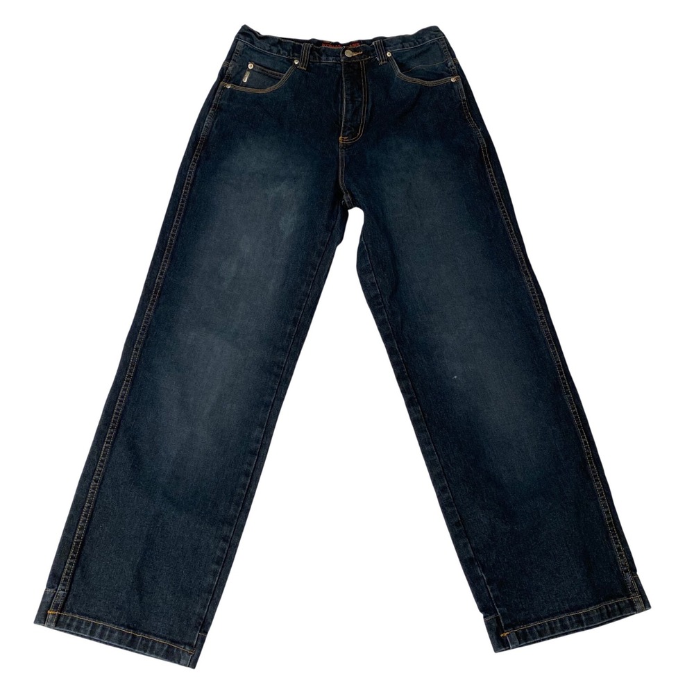 Koman Jeans Mens 34x32‎ Dark Wash Wide Leg Relaxed Fit Vintage Denim Blue 0662